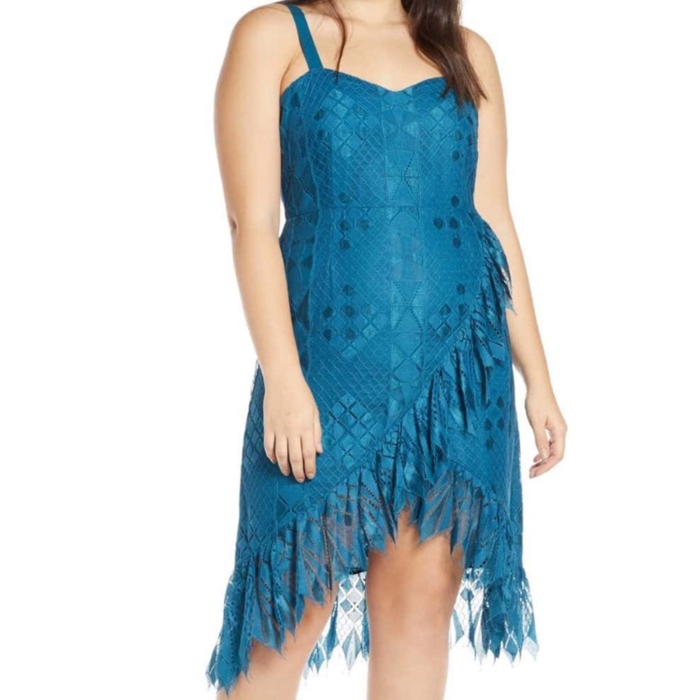 Foxiedox High-Lo Teal Lace Dress Extra Large NWT